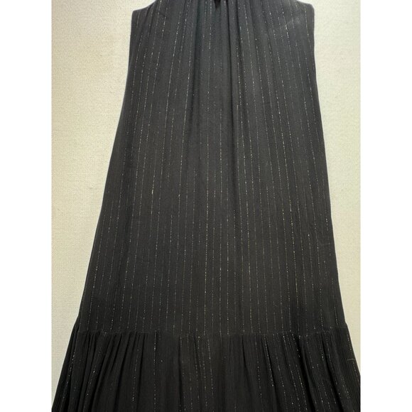 A New Day Womens Maxi Dress Size XS Black Gold  Metallic Stripes Sleeveless - Picture 7 of 16